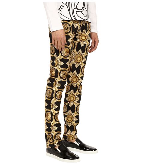 versace baroque print pants|Versace Jeans Couture Baroque Print Fitted Trousers .